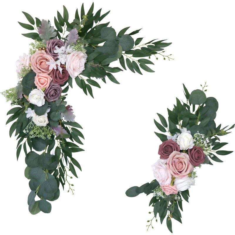 Dusty Rose Wedding Arch Hanging Corner Floral Decor