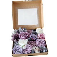 Simulation flowers in box flower head with rod DIY bouquet birthday valentine's day gift flower box