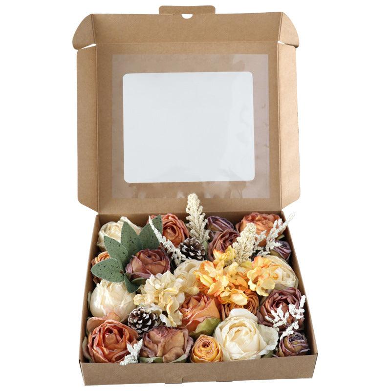 Simulation Flowers Boxed Flowers Diy Wedding Bridal Bouquet Birthday Holiday Gift Boxes