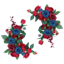 Wedding Arch Flower Imitation Wine Red Royal Blue Corner Flower Rose Welcome Sign Wedding Party