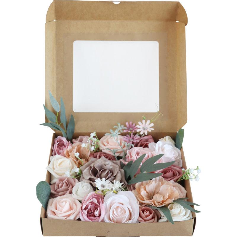 Simulation rose boxed flowers European wedding DIY bride hand bouquet wedding