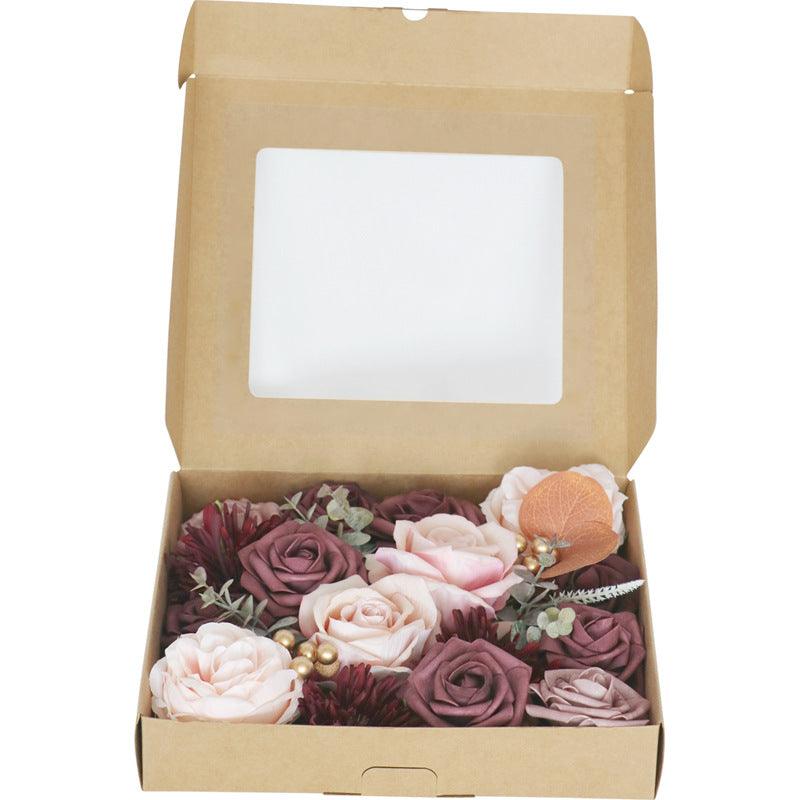 European style wedding simulation boxed flowers wedding birthday party handmade gift flower box Diy Home