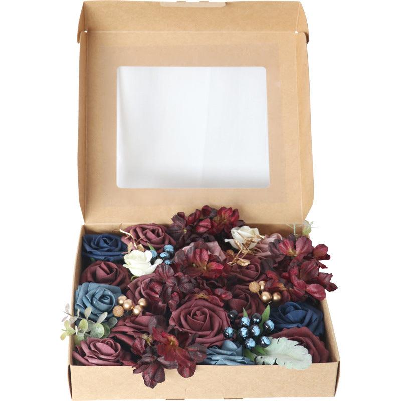 European vintage put simulation rose boxed flowers wedding birthday party gift flower box