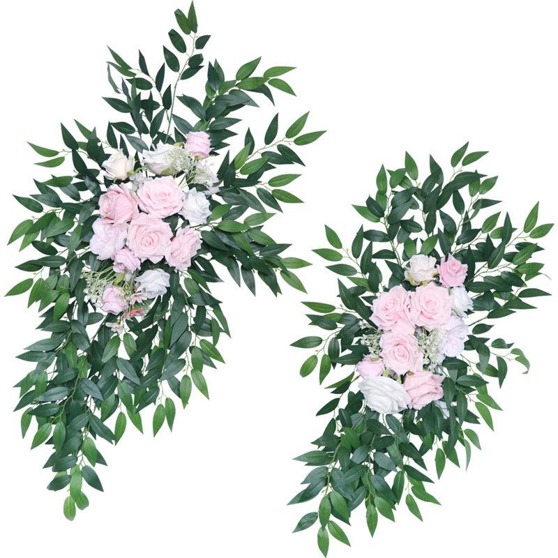 Pink Green Wedding Arch Corner Flower Decor