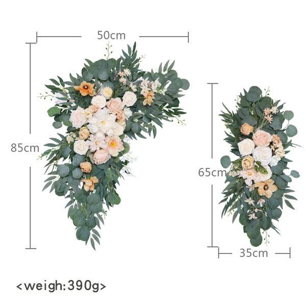 Light Champagne Roses Wedding Arch Hanging Corner Floral Decor