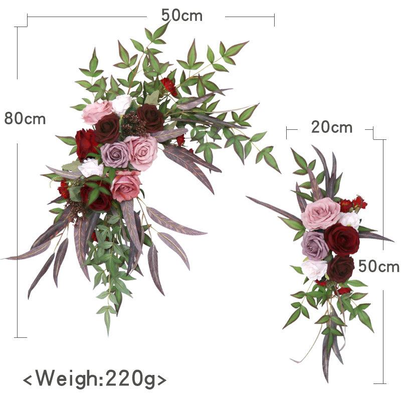 Burgundy Roses Wedding Arch Hanging Corner Floral Decor