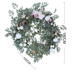 Long shallow lotus root powder white rose vine wedding simulation table flower decoration
