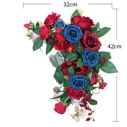 Wedding Arch Flower Imitation Wine Red Royal Blue Corner Flower Rose Welcome Sign Wedding Party
