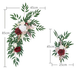 Simulated White Wine Red Rose Silk Flower Wedding Welcome Sign Flower Art Guide Sign Props