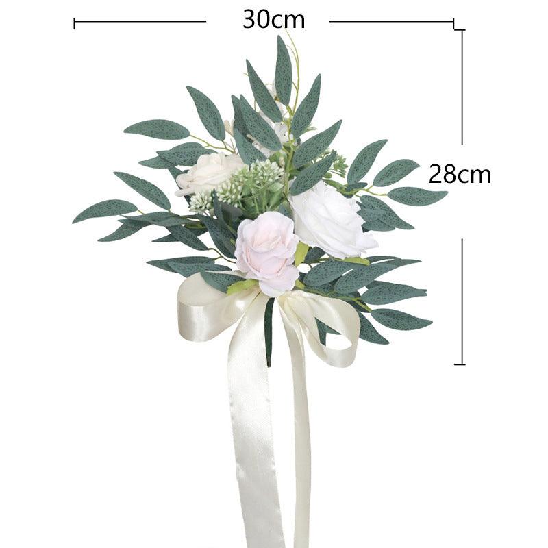 Simulated Huasen Series Outdoor Wedding Rose Willow Leaf Small Flower Bundle Chair Back Flower Decoration