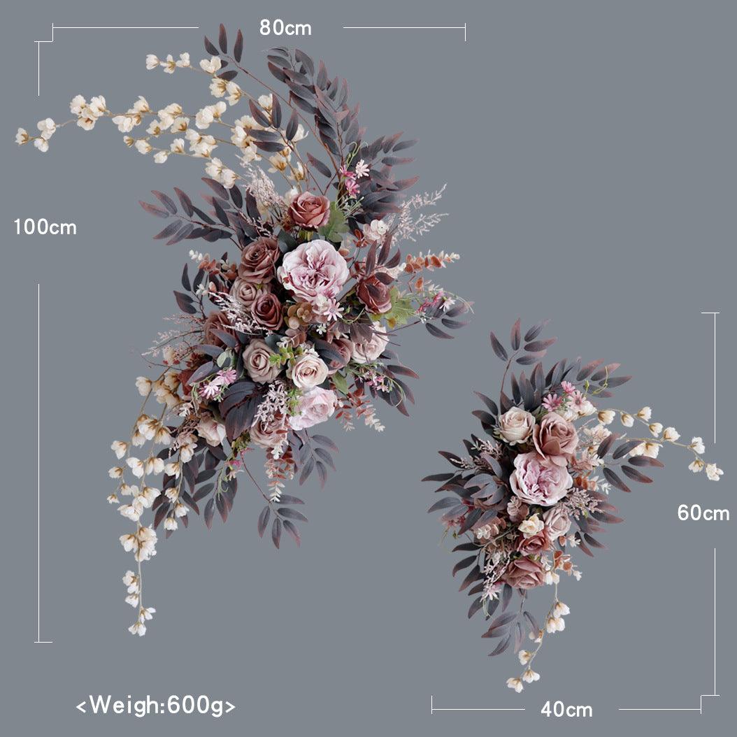 Simulated Arch Decoration Wedding Scene Welcome Sign Bean Paste Powder Grey White Flower Corner Flower Arrangement