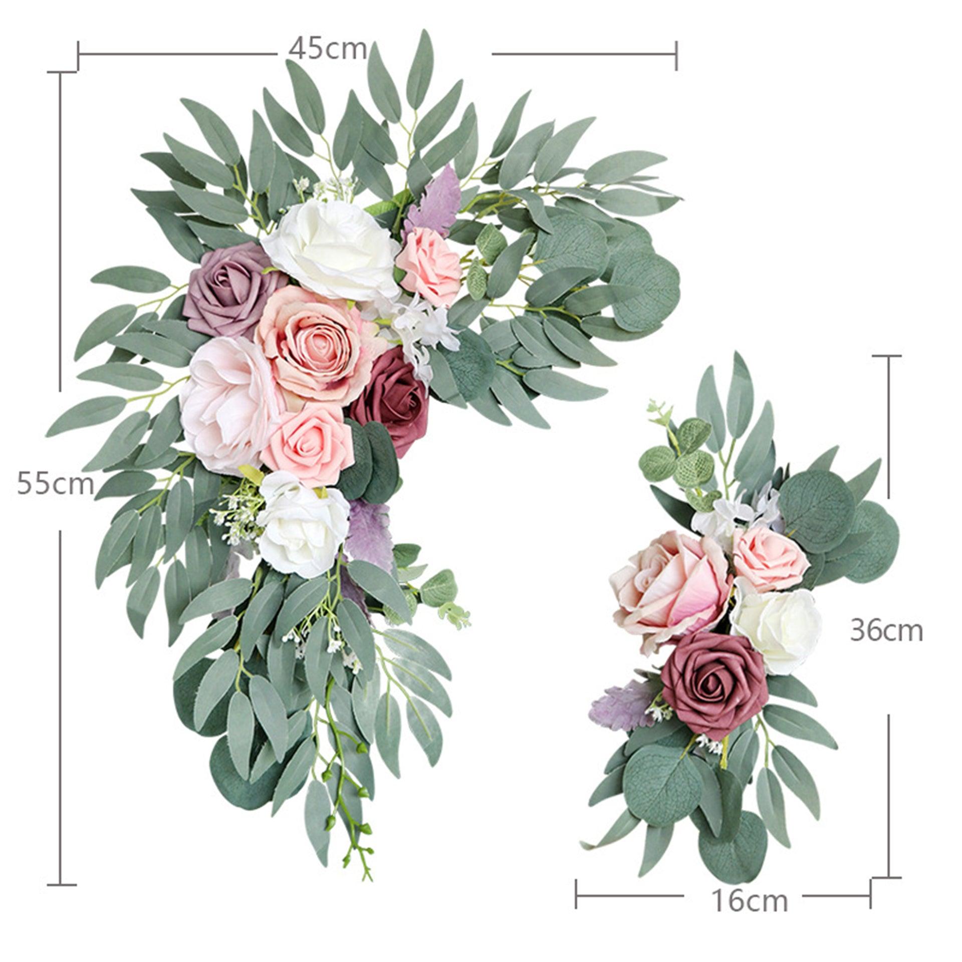 Simulated Dousha Powder Rose Silk Flower Wedding Welcome Sign Flower Art Guide Sign Props