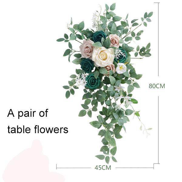 Dousha dark green table flower wedding decoration simulation flower banquet floral art