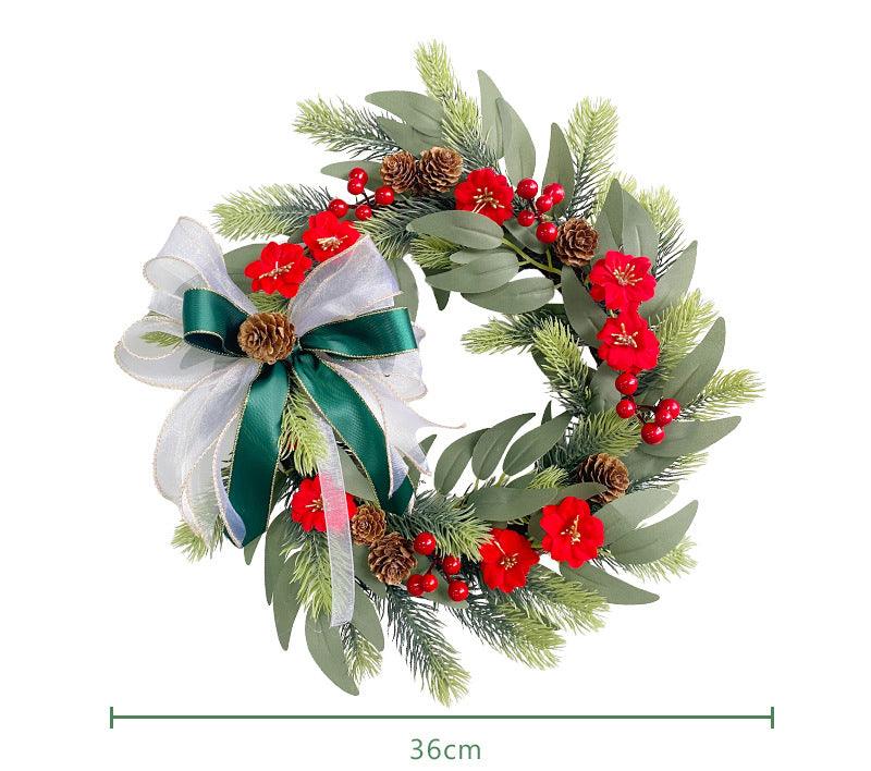 Simulation Pine Needle Wreath Christmas Flowers Money Leaves Greenery Wall Hanging Indoor Decoration