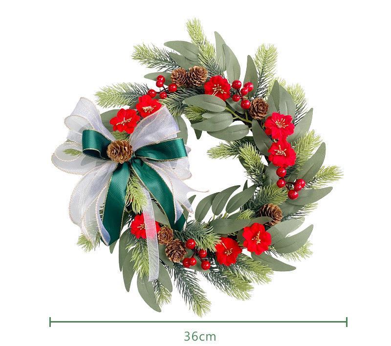 Simulation Pine Needle Wreath Christmas Flowers Money Leaves Greenery Wall Hanging Indoor Decoration - Uflower