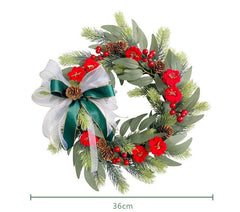 Simulation Pine Needle Wreath Christmas Flowers Money Leaves Greenery Wall Hanging Indoor Decoration