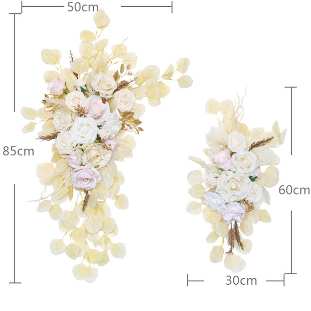 Simulated arch beige flower decoration wedding scene welcome sign corner flower arrangement