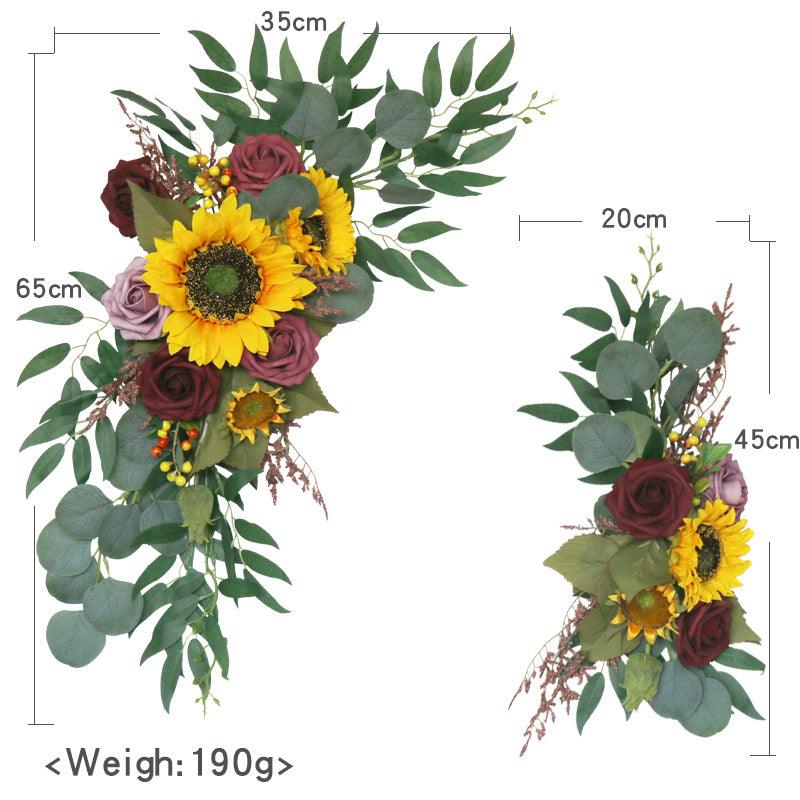 Sunflowers Rustic Wedding Arch Hanging Corner Floral Decor