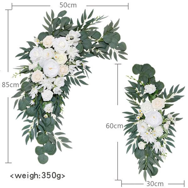 Bohemian White Rose Wedding Arch Hanging Corner Floral Decor