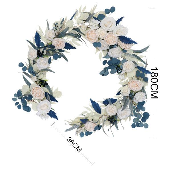 Simulated Rose Stripe Rice White Peacock Blue Vine Stripe Table Flower Rose Vine Wedding Decoration Background