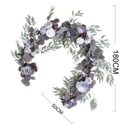 Simulated Rose Stripe Grey Purple Table Flower Rose Vine Wedding Decoration Background