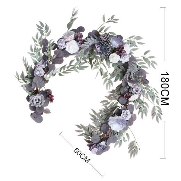 Simulated Rose Stripe Grey Purple Table Flower Rose Vine Wedding Decoration Background