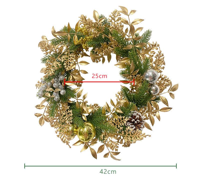 Simulation Pine Needles Rattan Christmas Gold Coloured Ball Leaves Pine Cones Indoor Fireplace Wall Hanging Decoration