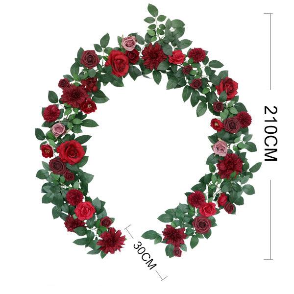 Simulated Rose Strip Wine Red Rose Table Flower Rose Vine Wedding Decoration Background
