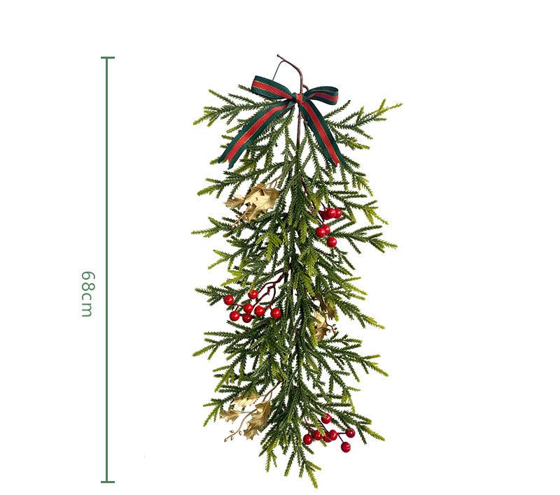 Christmas Pine Needle Wall Hanging Bells Berries Holiday Ambience Decoration Artificial Pine Needle Wall Hanging