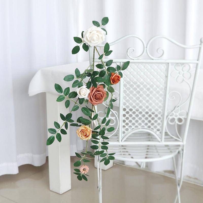 Simulated flower cane chair back flower wedding chair back flower decoration