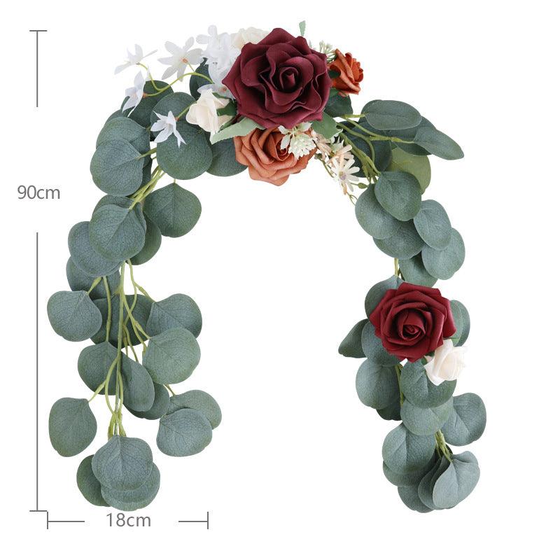 Simulated flower Eucalyptus rattan chair back flower wedding chair back flower decoration