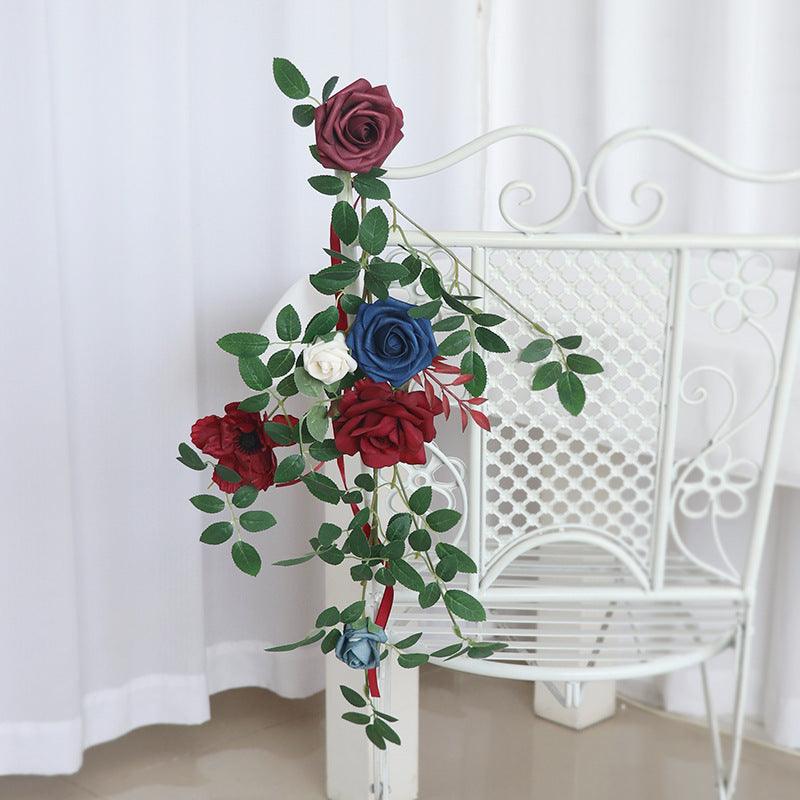 Simulated flower cane chair back flower wedding chair back flower decoration