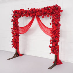 Uflower Red Rose Floral Square Arch Wedding Party Backdrop Decoration