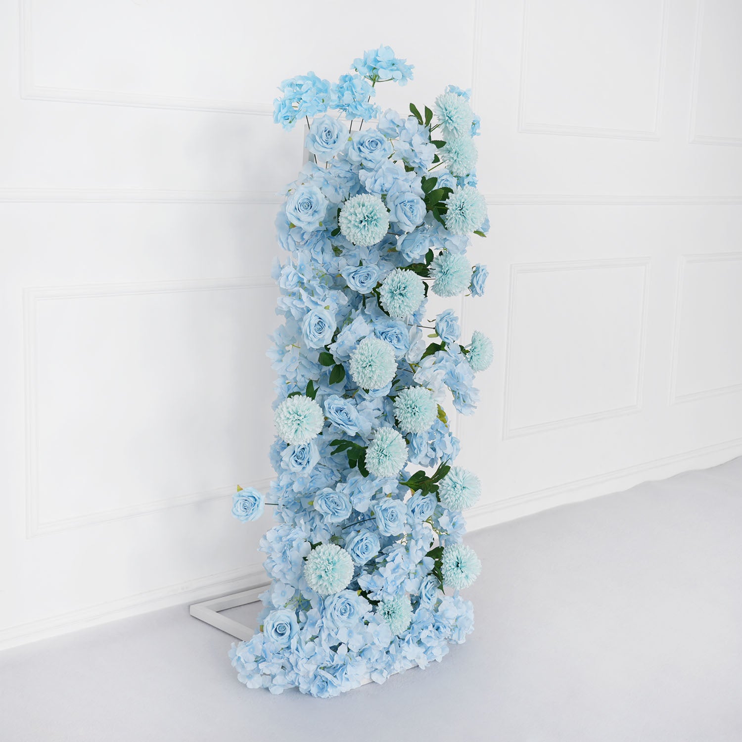 Uflower Blue Rose Orchid Pompoms Wedding Background Arch KT Board Decorative Flower