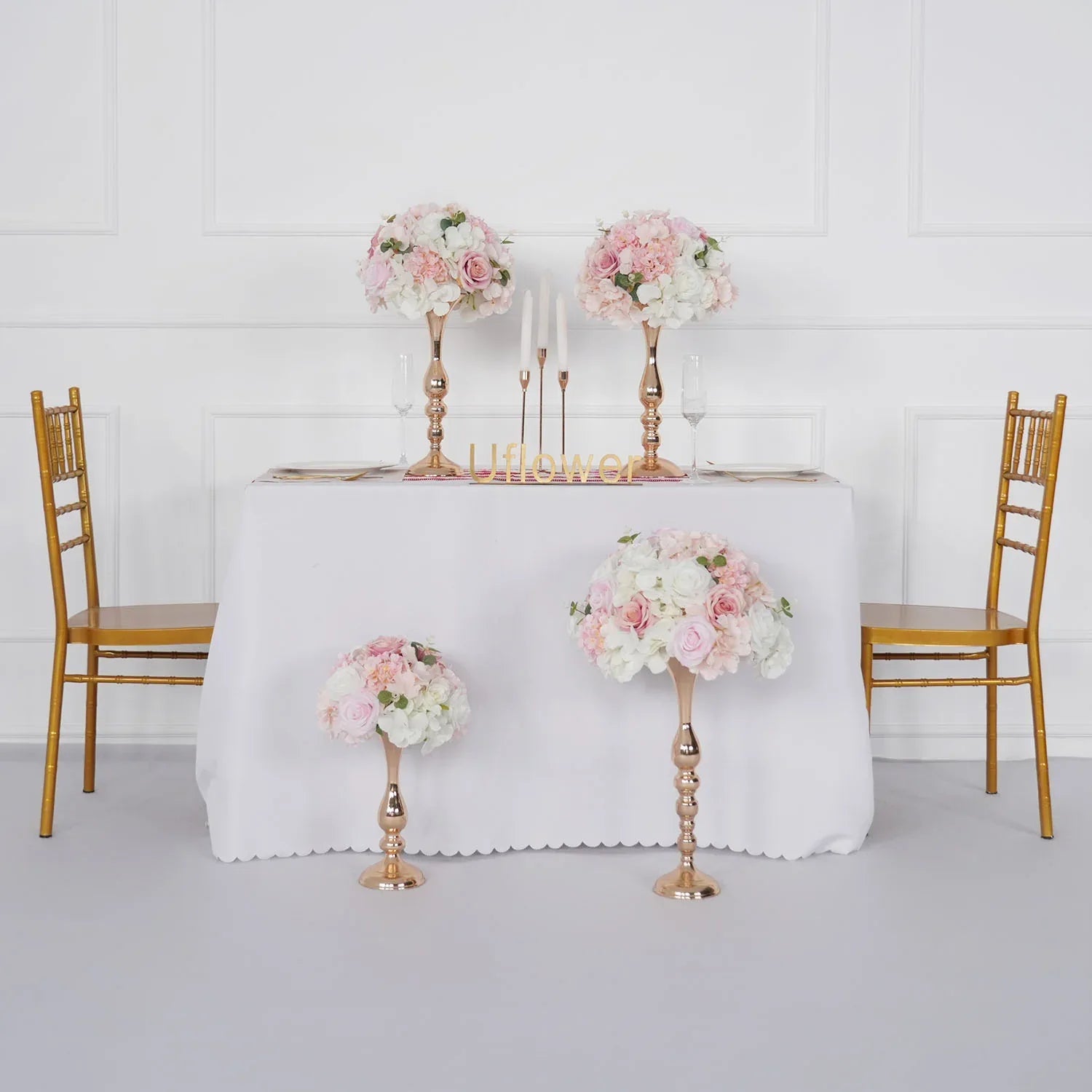 Uflower Pink Table Centerpiece Floral Ball Wedding Table Decoration - Uflower