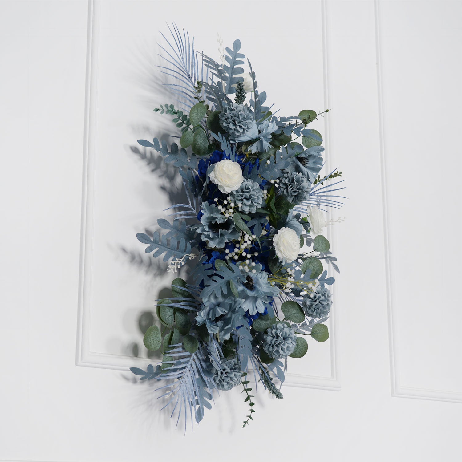 Artificial Grayish Blue Wedding KT Backdrop Flower Row Decor