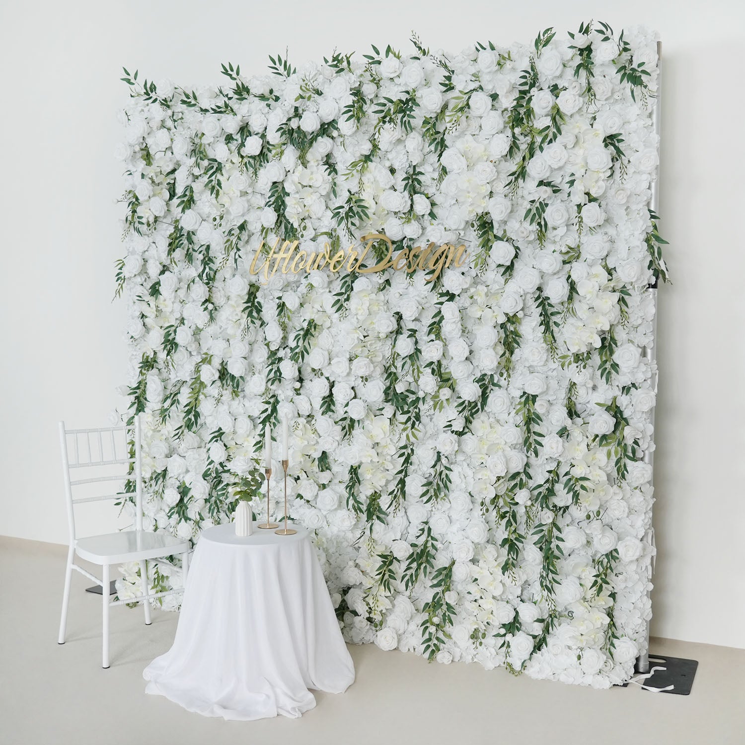 Uflower Artificial White Rose 5D Wedding Flower Wall