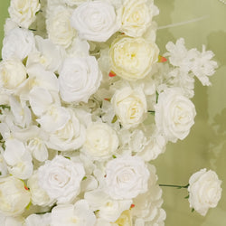 Uflower Artificial White Rose Flower Row Wedding KT Backdrop Decor