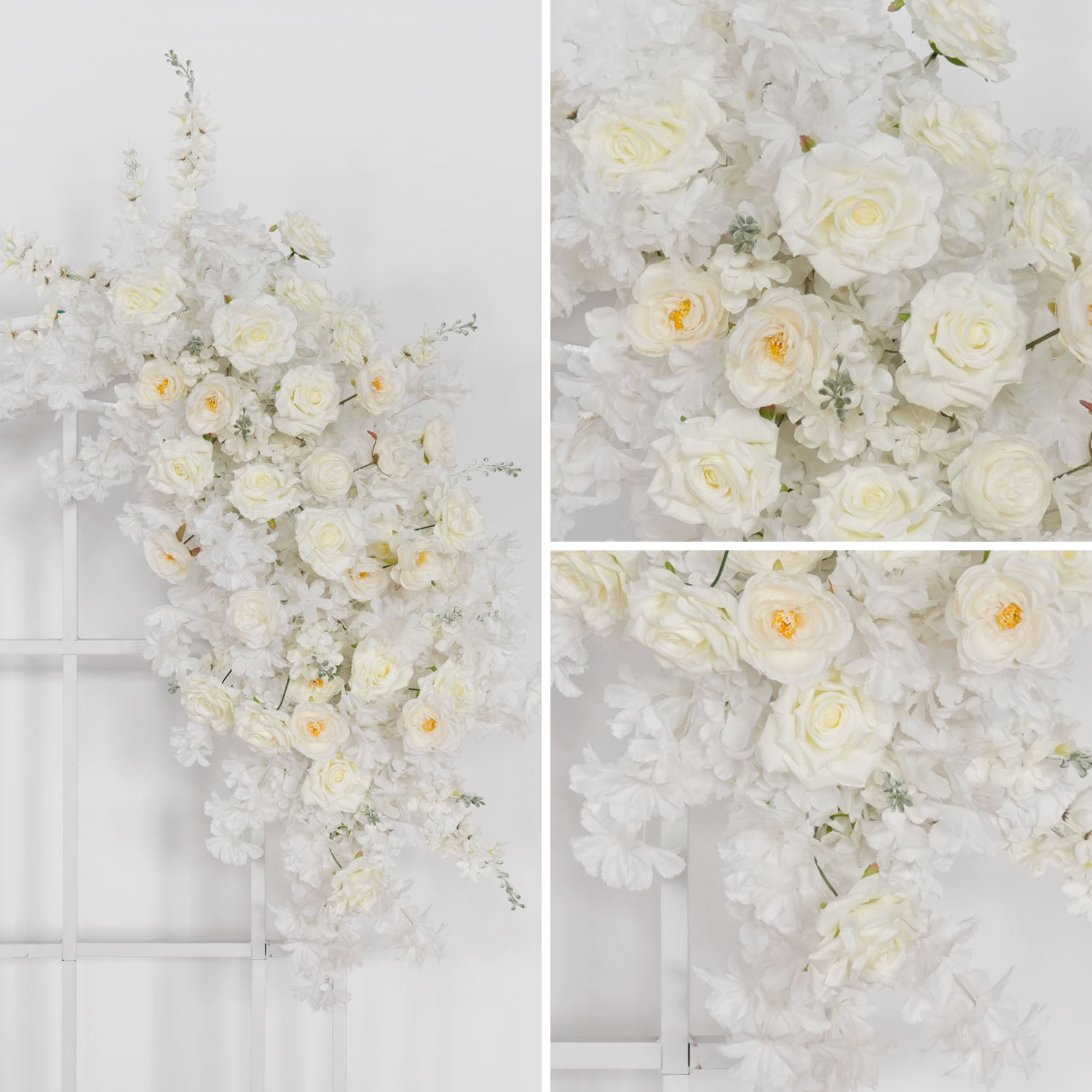 Uflower White Rose Wedding Background Arch KT Board Decoration Flower Arrangement
