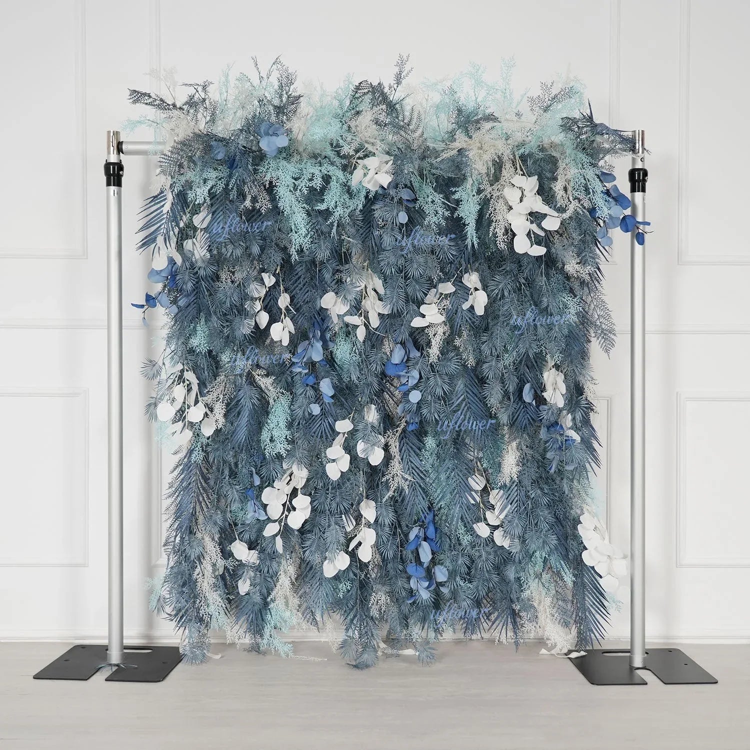 Uflower Flower Wall Mist-Blue Leaves Floral Backdrop Wedding Party Proposal Decor SET80182 - Uflower