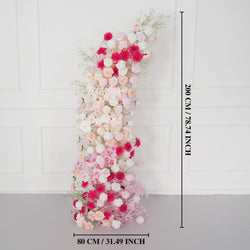 Uflower Pink White Floral Horn Arch Wedding Party Backdrop Decor