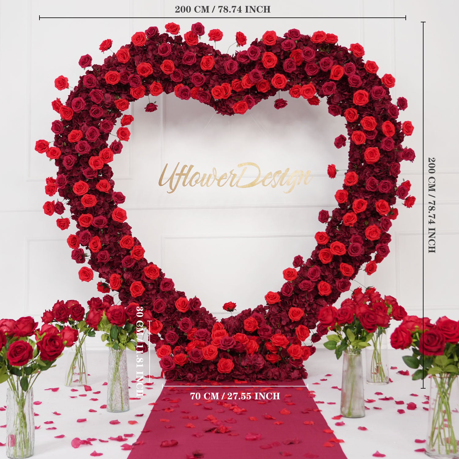 2*2m Rose Red Flower Wall Wedding Decor