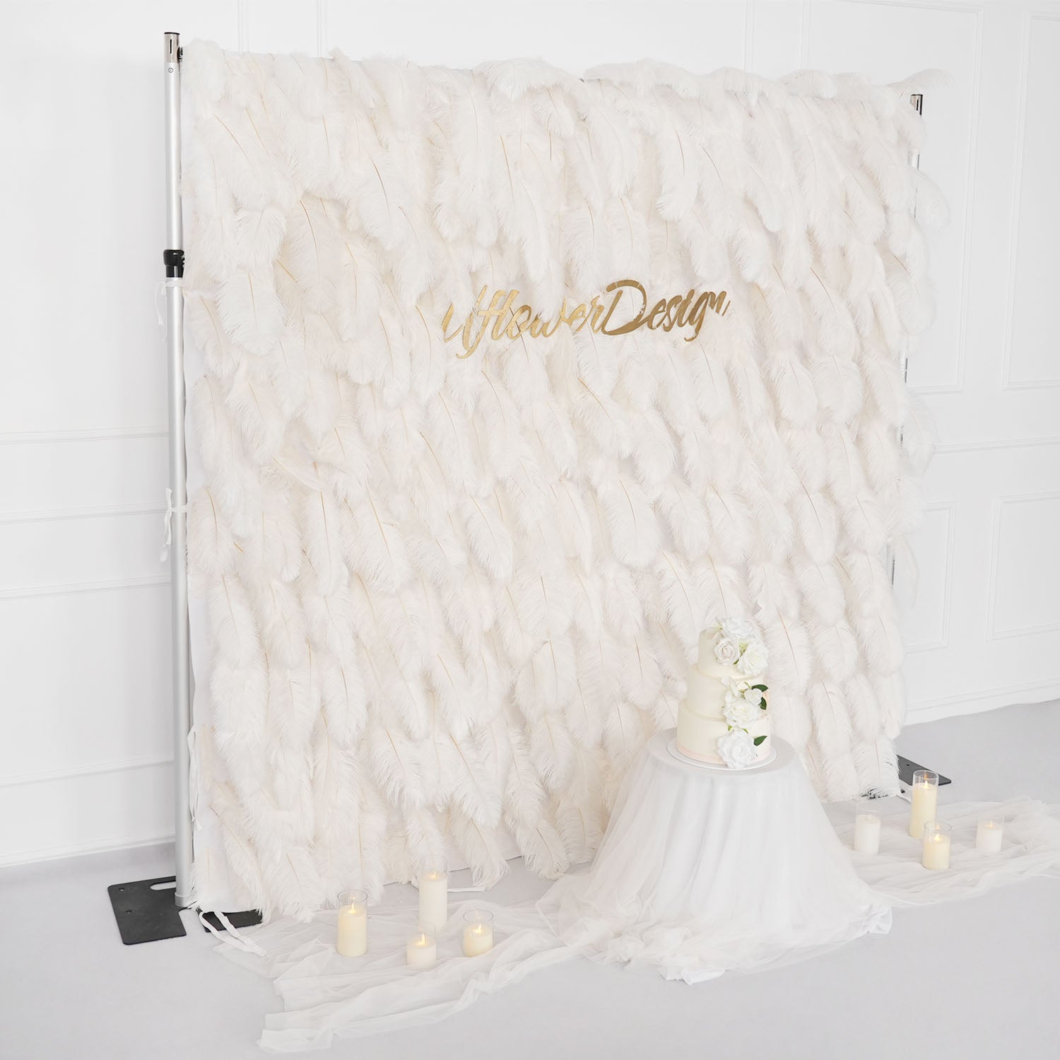 Uflower Artificial White 5D Flower Wall Wedding Backdrop Deco Birthday Party