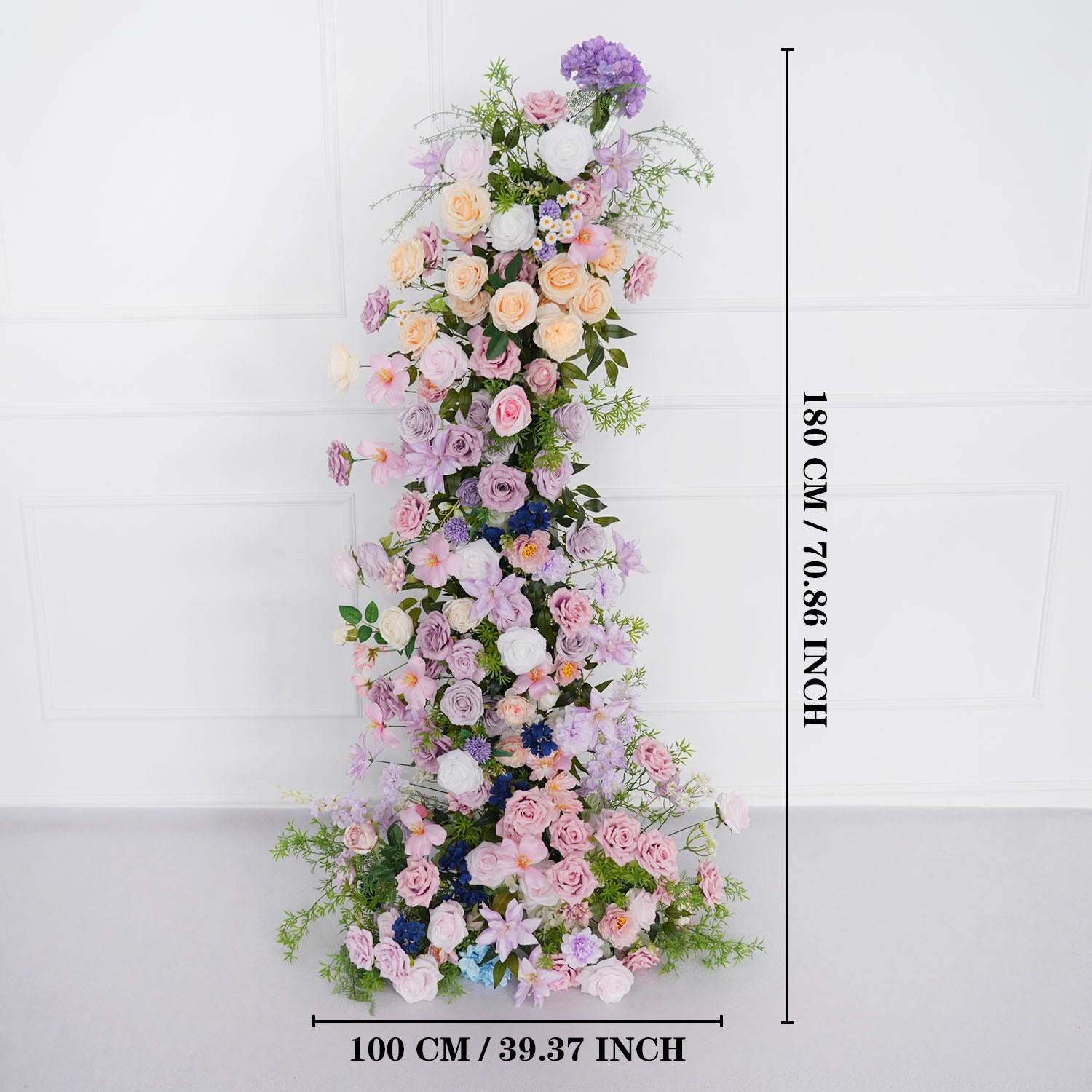 Uflower Pink Purple Rose Floral Arch Wedding Backdrop Decor