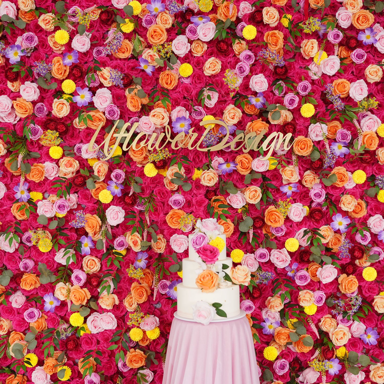 Uflower Artificial Colored Flower Wall Wedding Backdrop Deco Birthday Party