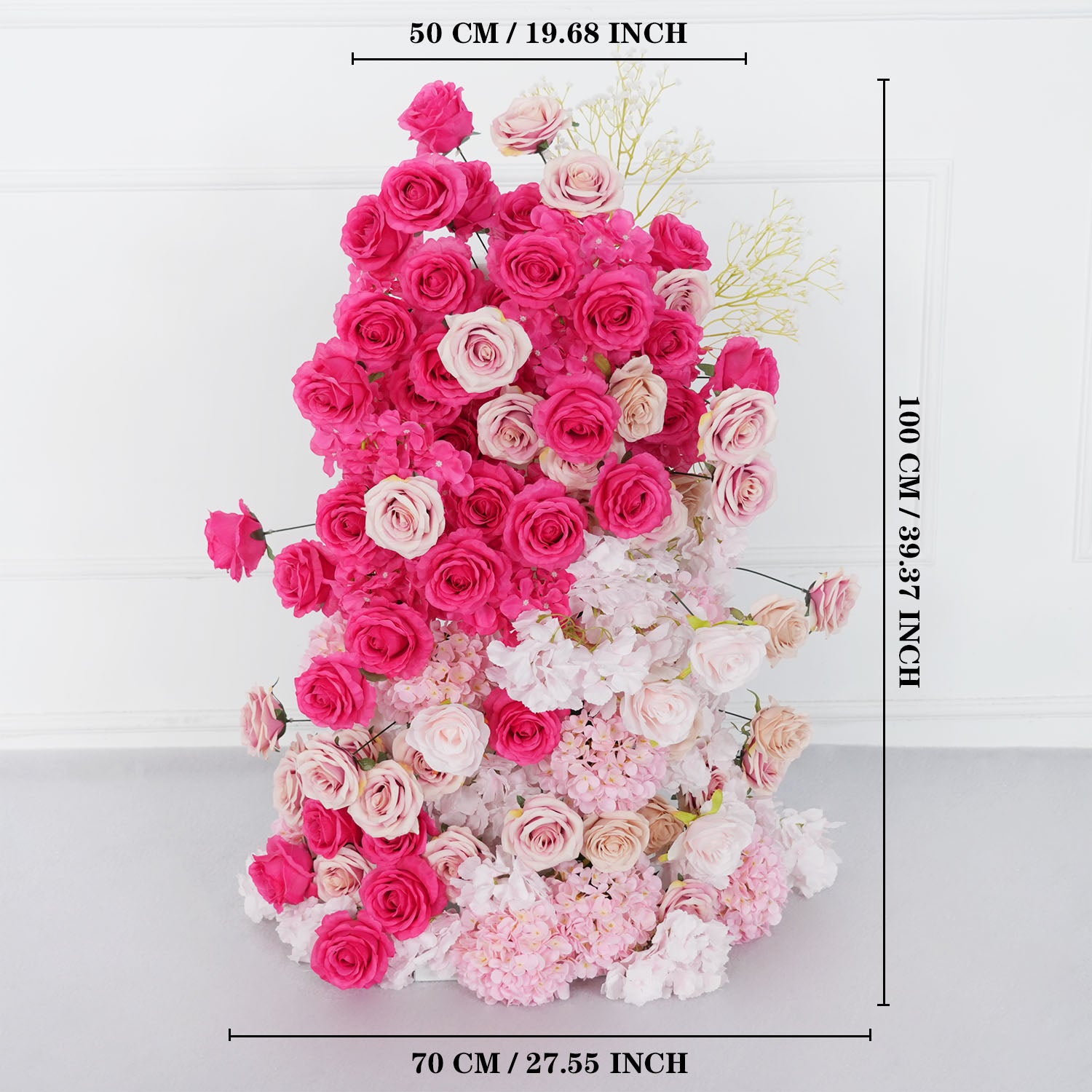 Uflower Rose red rose wedding background arch KT board decoration flower arrangement