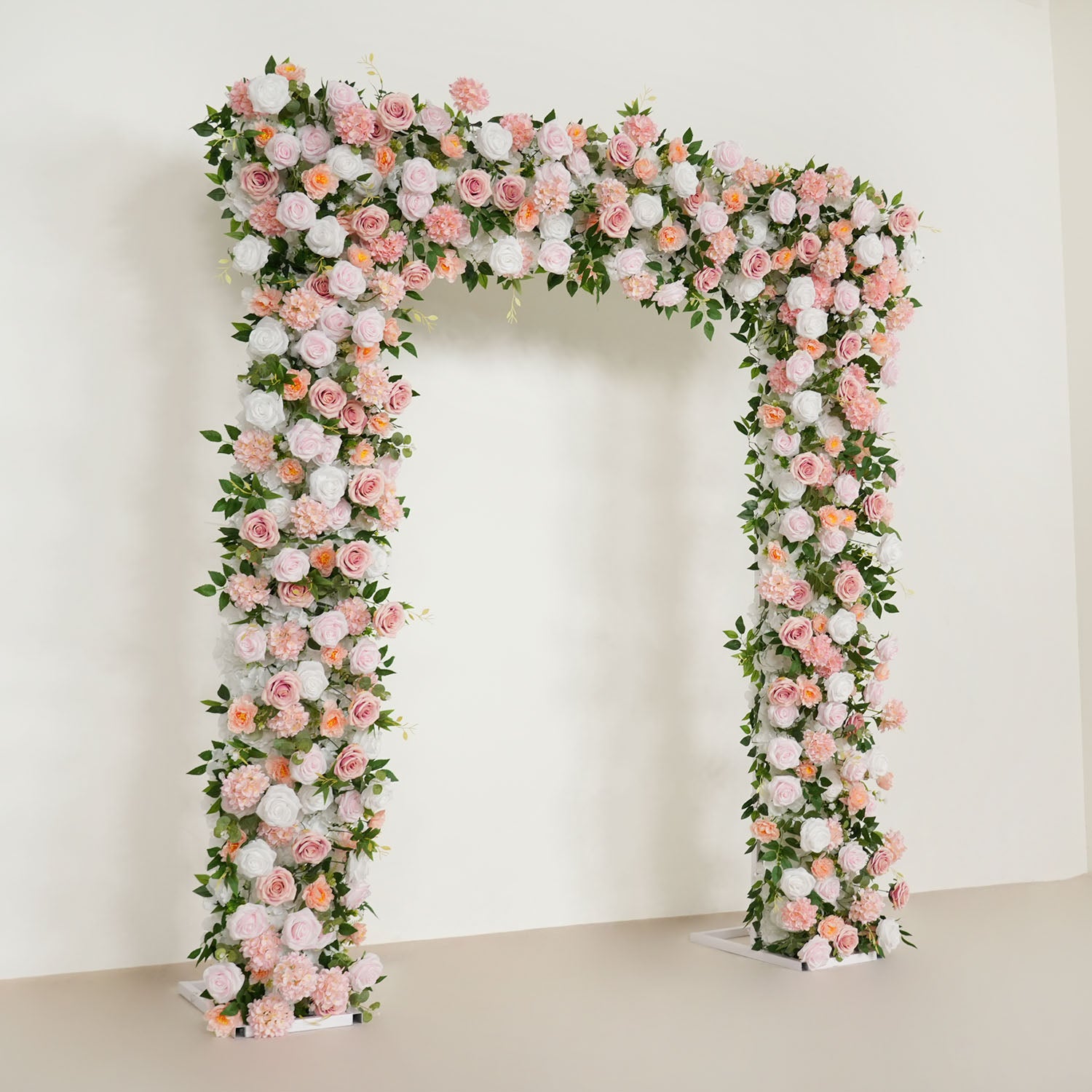Uflower Pink White Rose Floral Square Arch Wedding Party Backdrop Decoration