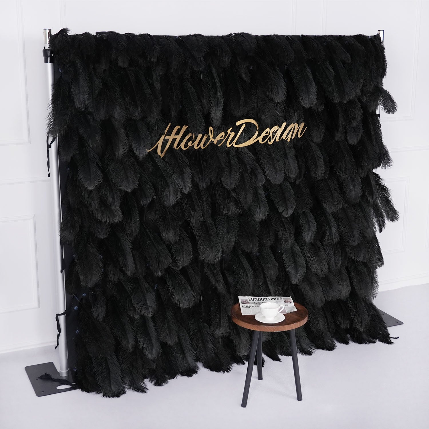 Uflower Artificial Black 5D Flower Wall Wedding Backdrop Deco Birthday Party