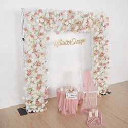 Uflower Pink Khaki Rose Wedding Background Flower Arrangement Arch Decoration