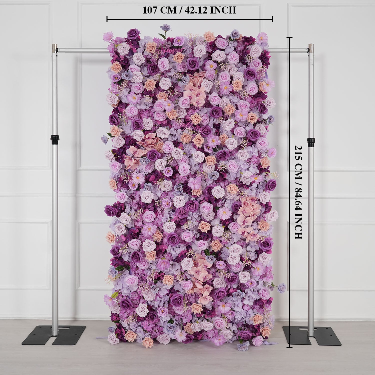 Uflower Purple Rose Flower Wall Backdrop Wedding Party Decoration